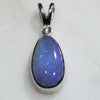 Natural Australian Boulder Opal and Diamond Silver Pendant with Silver Chain