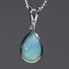Natural Australian Boulder Opal and Diamond Silver Pendant with Silver Chain