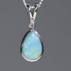 Natural Australian Boulder Opal and Diamond Silver Pendant with Silver Chain