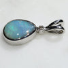 Natural Australian Boulder Opal and Diamond Silver Pendant with Silver Chain
