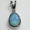 Natural Australian Boulder Opal and Diamond Silver Pendant with Silver Chain