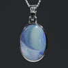 Natural Australian Boulder Opal and Diamond Silver Pendant with Silver Chain