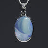 Natural Australian Boulder Opal and Diamond Silver Pendant with Silver Chain