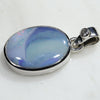 Natural Australian Boulder Opal and Diamond Silver Pendant with Silver Chain