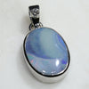 Natural Australian Boulder Opal and Diamond Silver Pendant with Silver Chain