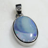 Natural Australian Boulder Opal and Diamond Silver Pendant with Silver Chain