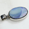 Natural Australian Boulder Opal and Diamond Silver Pendant with Silver Chain