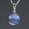 Natural Australian Boulder Opal and Diamond Silver Pendant with Silver Chain