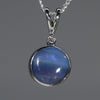 Natural Australian Boulder Opal and Diamond Silver Pendant with Silver Chain