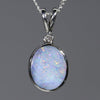 Natural Australian White  Boulder Opal and Diamond Silver Pendant with Silver Chain