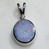 Natural Australian White  Boulder Opal and Diamond Silver Pendant with Silver Chain