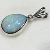 Natural Australian Boulder Opal and Diamond Silver Pendant with Silver Chain