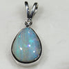 Natural Australian Boulder Opal and Diamond Silver Pendant with Silver Chain