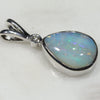 Natural Australian Boulder Opal and Diamond Silver Pendant with Silver Chain