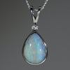 Natural Australian Boulder Opal and Diamond Silver Pendant with Silver Chain