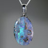 Australian Boulder Opal Silver Loop Pendant with Silver Chain