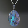 Australian Boulder Opal Silver Loop Pendant with Silver Chain