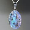 Australian Boulder Opal Silver Loop Pendant with Silver Chain