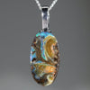 Australian Boulder Opal Silver Loop Pendant with Silver Chain