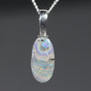 Australian Boulder Opal Silver Loop Pendant with Silver Chain