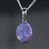 Australian Boulder Opal Silver Loop Pendant with Silver Chain