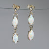 Natural Australian White Opal Gold Earrings