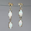 Natural Australian White Opal Gold Earrings