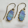 Natural Australian Boulder Opal and Diamond 18k Gold Earrings