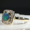 Natural Australian Black Opal and Diamond Gold Ring - Size 8 Code -GR785