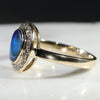 Natural Australian Black Opal and Diamond Gold Ring - Size 6.5