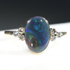 Natural Australian Black Opal and Diamond Gold Ring - Size 8.5