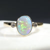 Natural Australian White Opal and Diamond  Gold Ring  - Size 6.5