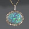 Stunning Natural  Australian Opal and Diamond 18K Gold Pendant (11mm x 14mm) Code -GP312