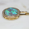 opal and diamond gold pendant side view