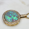 opal and diamond gold pendant side view
