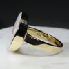 Large White Opal with Bright Flashes of Yellow, Green and Red Gold Ring - Size 7.5