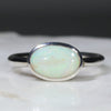 Natural Australian White Opal Silver Ring