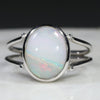 Natural Australian White Opal Silver Ring - Size  5
