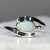 Natural Australian White Opal Silver Ring - Size 8
