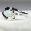 Natural Australian White Opal Silver Ring - Size 8