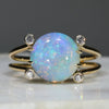 Natural Australian Boulder Opal and Diamond 18k Gold Ring - Size 7.5