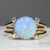 Natural Australian Boulder Opal and Diamond 18k Gold Ring - Size 7.5