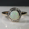 Natural White Opal ring With Diamonds