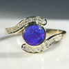 Natural Blue Opal gold ring
