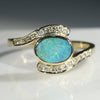 Green Boulder Opal Gold ring with Diamond