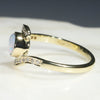 Natural Australian White Boulder Opal and Diamond  Gold Ring Size 7.5