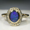 Natural Australian Boulder Opal Gold and Diamond Ring