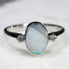 Australian Solid Boulder Opal and Diamond Silver Ring - Size 7.25 Code - RS4