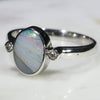 Natural Australian Opal and Diamond Silver Ring