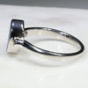 Australian Solid Boulder Opal and Diamond Silver Ring - Size 7.5